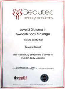 Level 3 Diploma-Swedish Body Massage Susanna Romoli